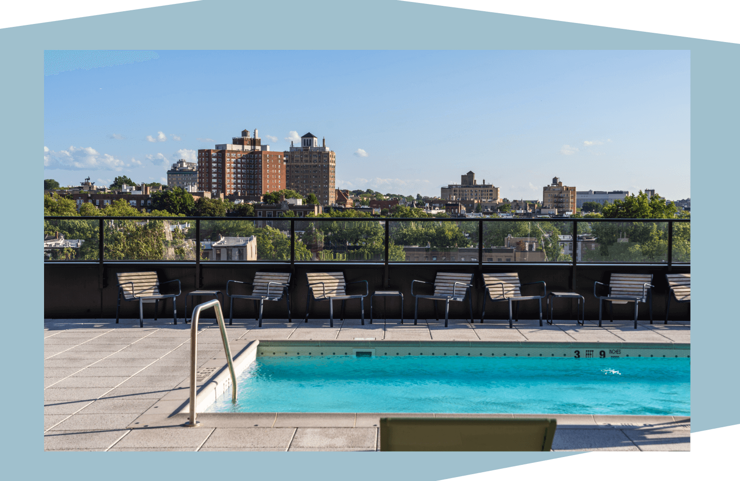 Daytime view of Brooklyn from the pool roof deck at 595 Dean St.